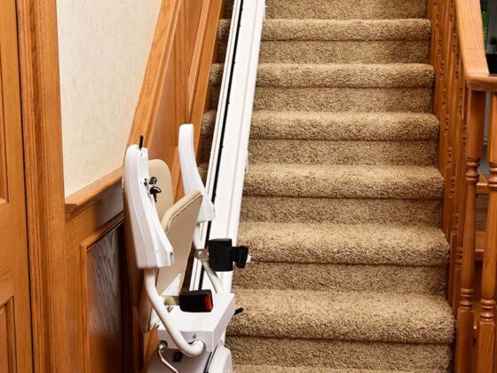 Savaria K2 straight stairlift folded