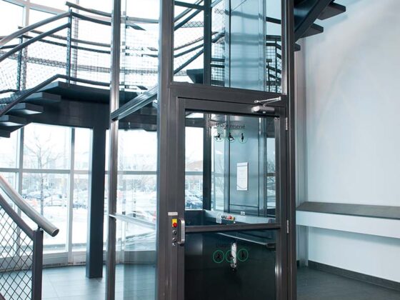 Savaria V-1504 Vertical Platform Lift - enclosed - grey